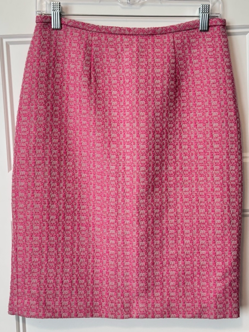 Calvin Klein Pink Tweed Pencil Skirt Size 4 Textured Workwear Lined
